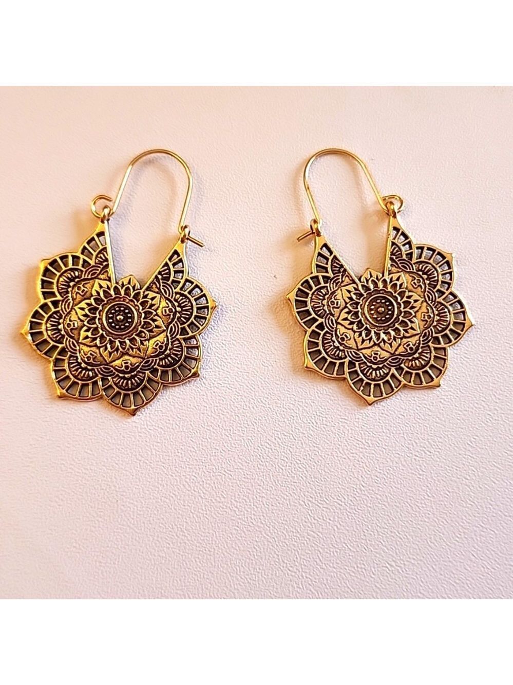BOHO Gypsy  Tribal Hoop Mandala Tribal  Earrings